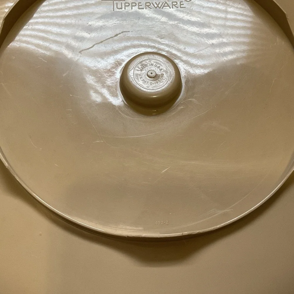 Tupperware #492-2 3 Piece Chip Dip and Serve Yellow Tray and Bowl No Lid‎